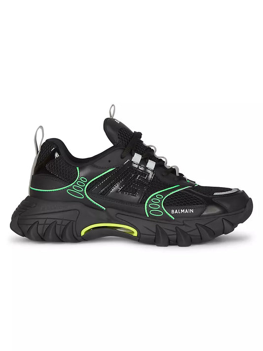 Balmain Zapatillas bajas de cuero y malla B-East