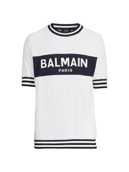 CAMISETA BALMAIN DE PUNTO DE ALGODÓN Y LANA CON LOGO