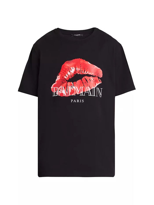 CAMISETA BALMAIN DE CUELLO REDONDO CON LOGO KISS