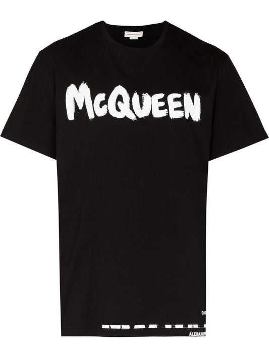 Alexander McQueen Camiseta de algodón con estampado de logotipo