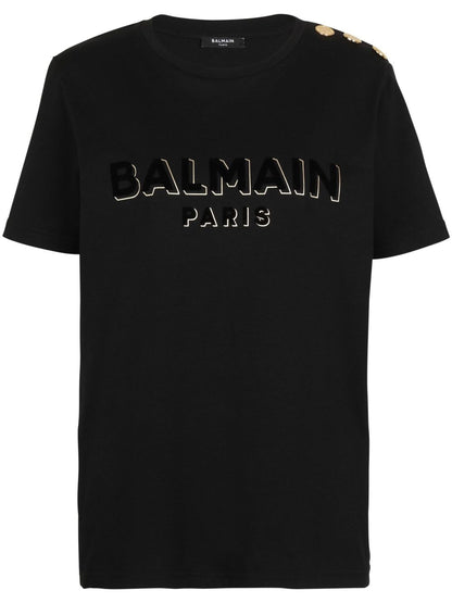 Balmain Camiseta de manga corta con estampado de logotipo