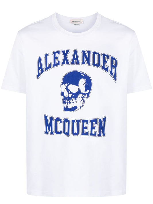 Alexander McQueen Camiseta de algodón con estampado de logotipo