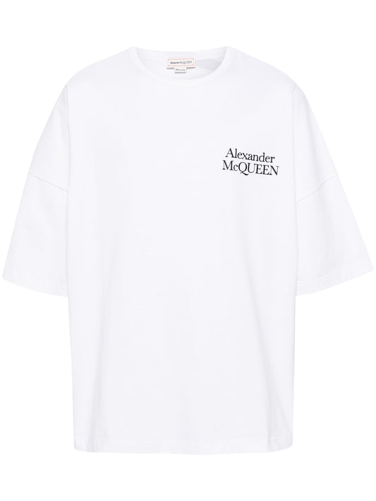 Alexander McQueen Camiseta de algodón con estampado de logotipo