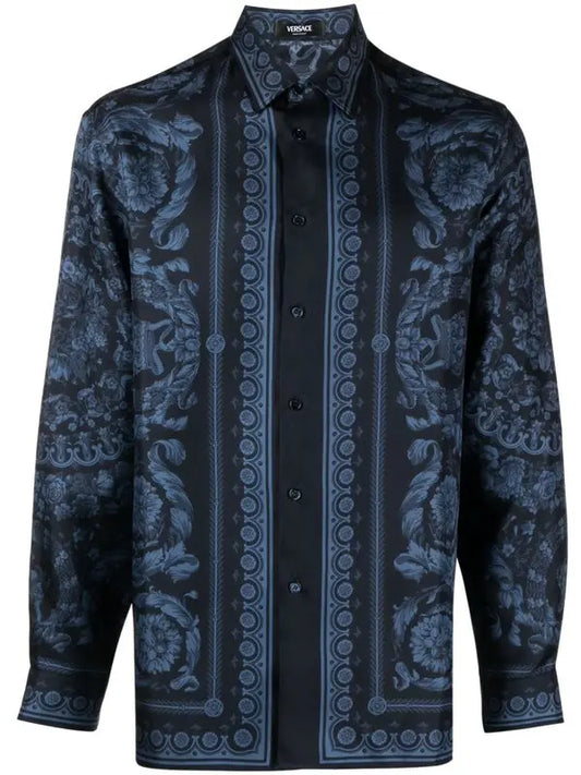 Versace camisa de seda con estampado Barocco