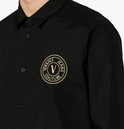 Vaqueros de alta costura de Versace Camisa de algodón con logo bordado