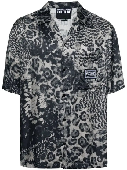 Versace Camisa con botones y estampado animal