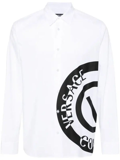 VERSACE CAMISA DE ALGODÓN CON LOGO ESTAMPADO