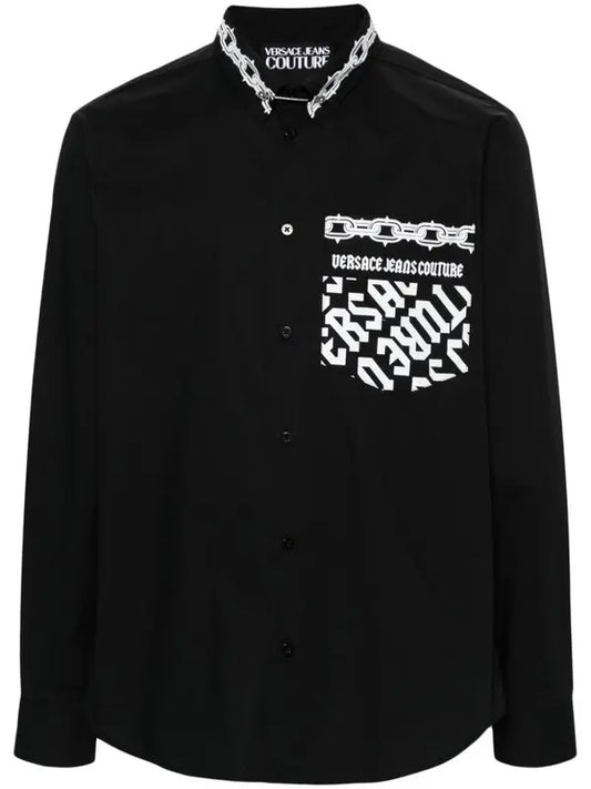 VERSACE CAMISA DE ALGODÓN CON LOGO ESTAMPADO