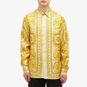 Camisa de seda estampada Versace - Amarilla