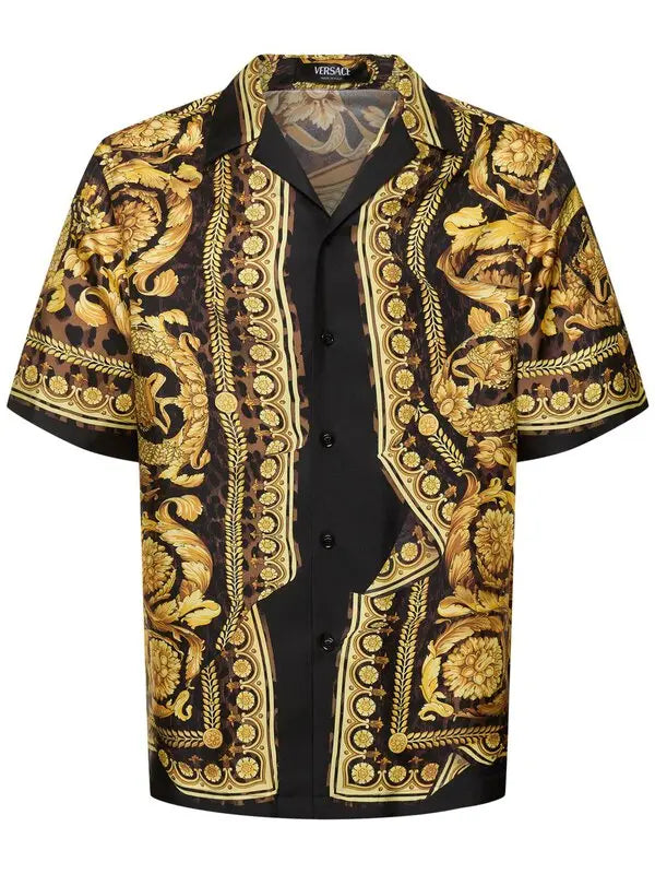 versace Camisa de seda Wild Barocco Illusion