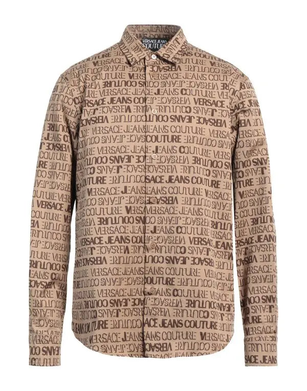 Versace Camisa Camel Algodón, Elastán