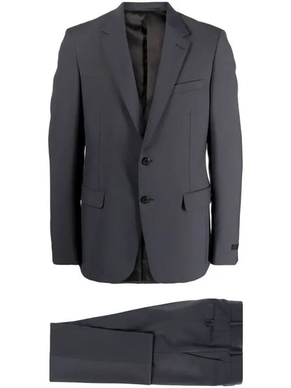Prada Traje de mezcla de lana de botonadura sencilla - gris