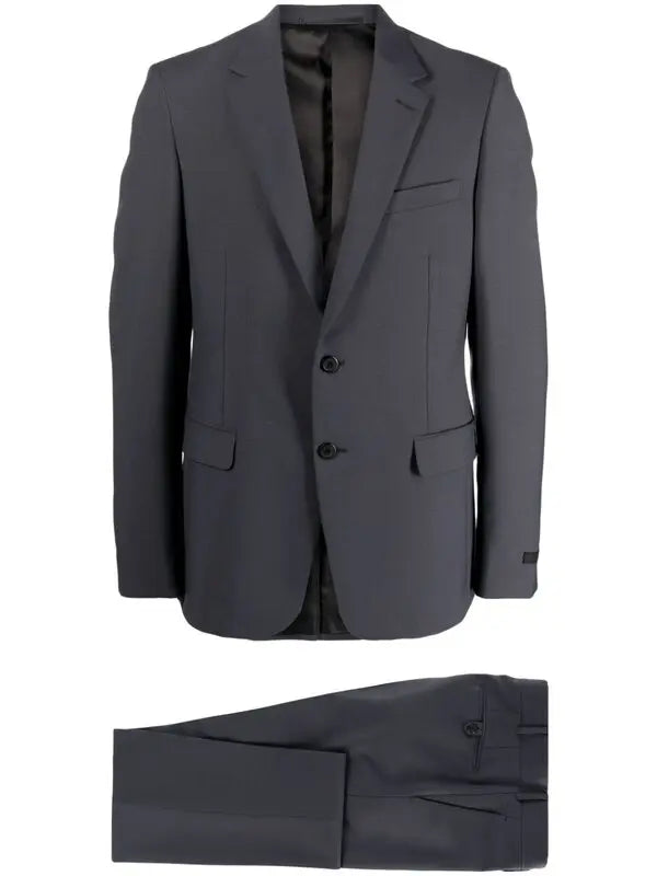 Prada Traje de mezcla de lana de botonadura sencilla - gris