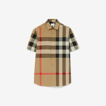 Burberry Camisa de algodón con cuadros vintage neutros