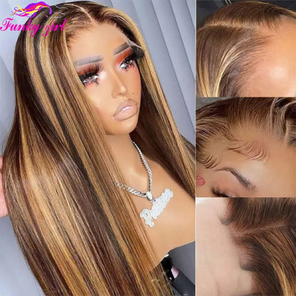 Hair Lace Straight Blonde 13X4 Lace Frontal Wigs For Women