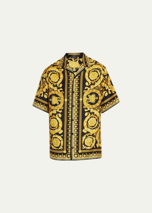 Camisa de seda estampada Versace - Amarilla