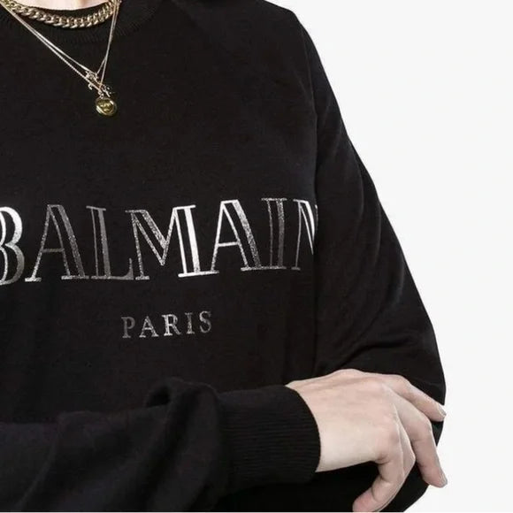 BALMAIN logotipo plateado de Sudadera