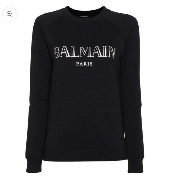 BALMAIN logotipo plateado de Sudadera