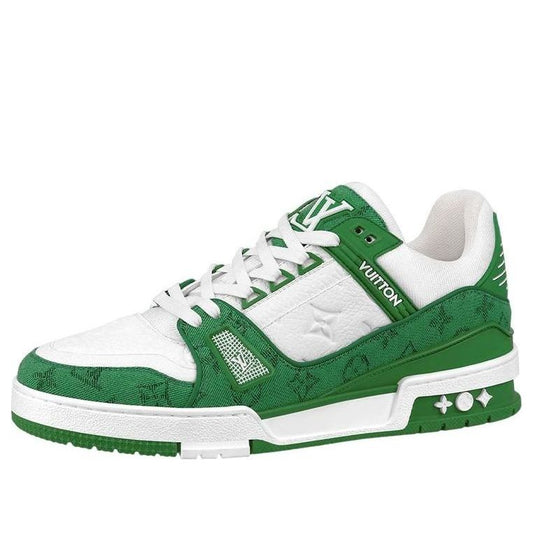 LOUIS VUITTON LV TRAINERS 'WHITE WITH GREEN MONOGRAM' 1A9JI1